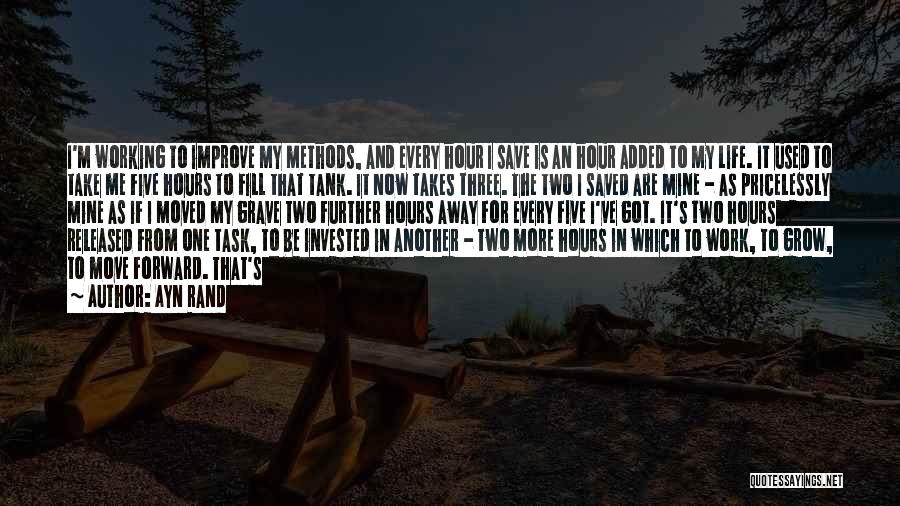 Ayn Rand Quotes: I'm Working To Improve My Methods, And Every Hour I Save Is An Hour Added To My Life. It Used