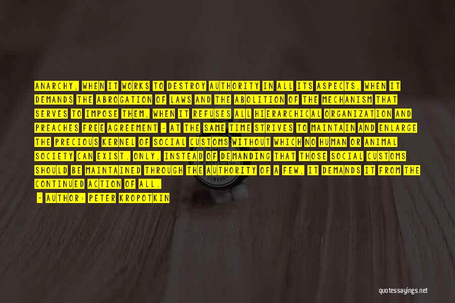 Peter Kropotkin Quotes: Anarchy, When It Works To Destroy Authority In All Its Aspects, When It Demands The Abrogation Of Laws And The