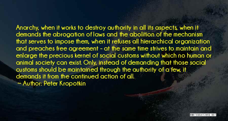 Peter Kropotkin Quotes: Anarchy, When It Works To Destroy Authority In All Its Aspects, When It Demands The Abrogation Of Laws And The