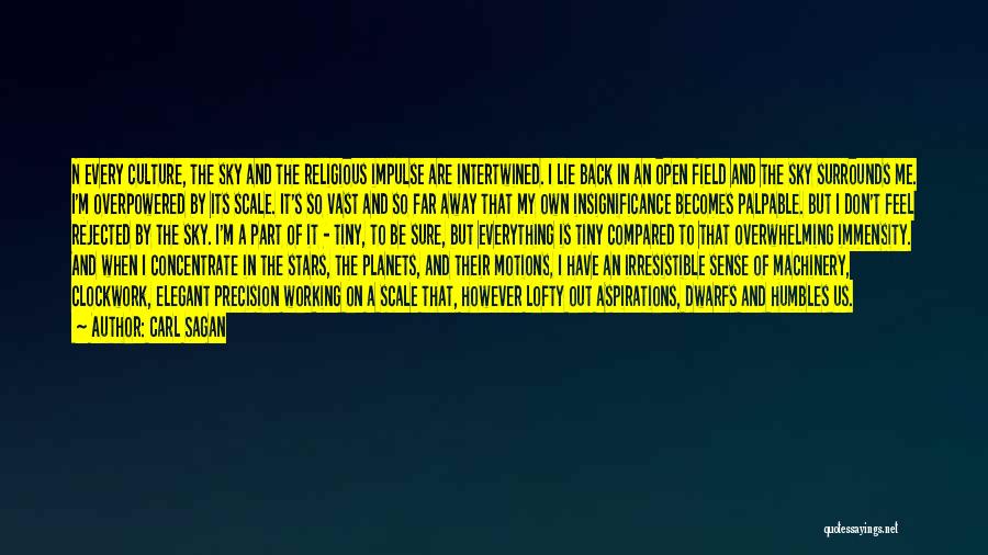 Carl Sagan Quotes: N Every Culture, The Sky And The Religious Impulse Are Intertwined. I Lie Back In An Open Field And The