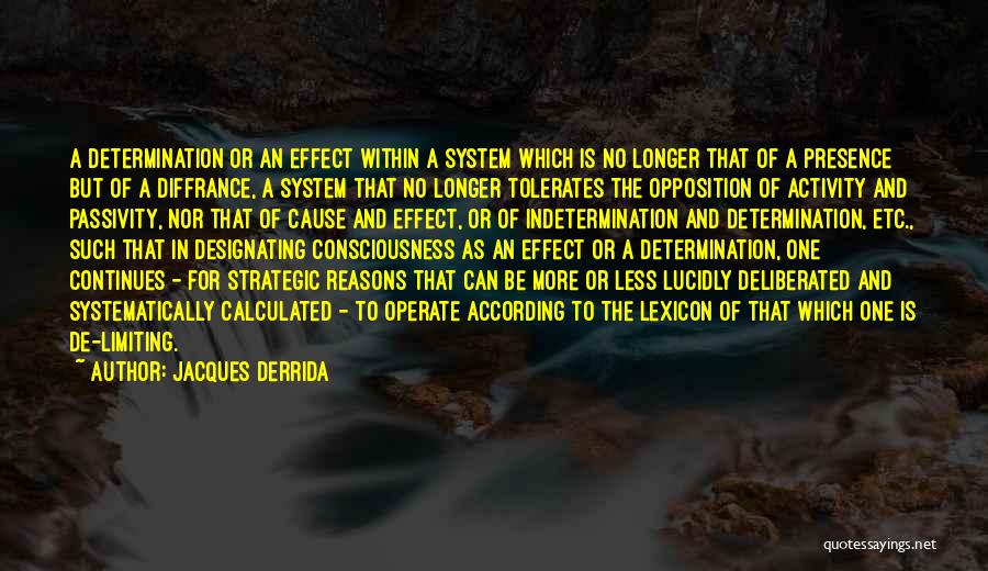 Jacques Derrida Quotes: A Determination Or An Effect Within A System Which Is No Longer That Of A Presence But Of A Diffrance,