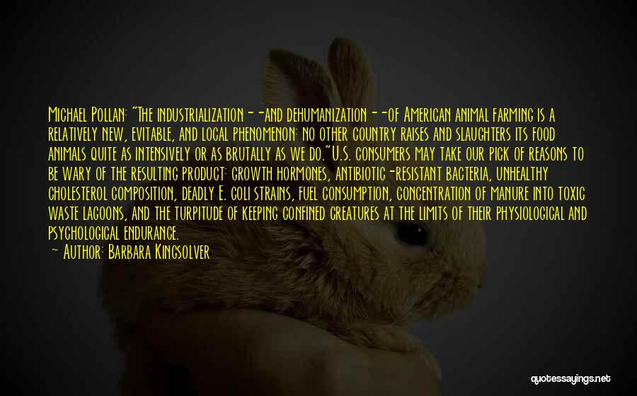 Barbara Kingsolver Quotes: Michael Pollan: The Industrialization--and Dehumanization--of American Animal Farming Is A Relatively New, Evitable, And Local Phenomenon: No Other Country Raises