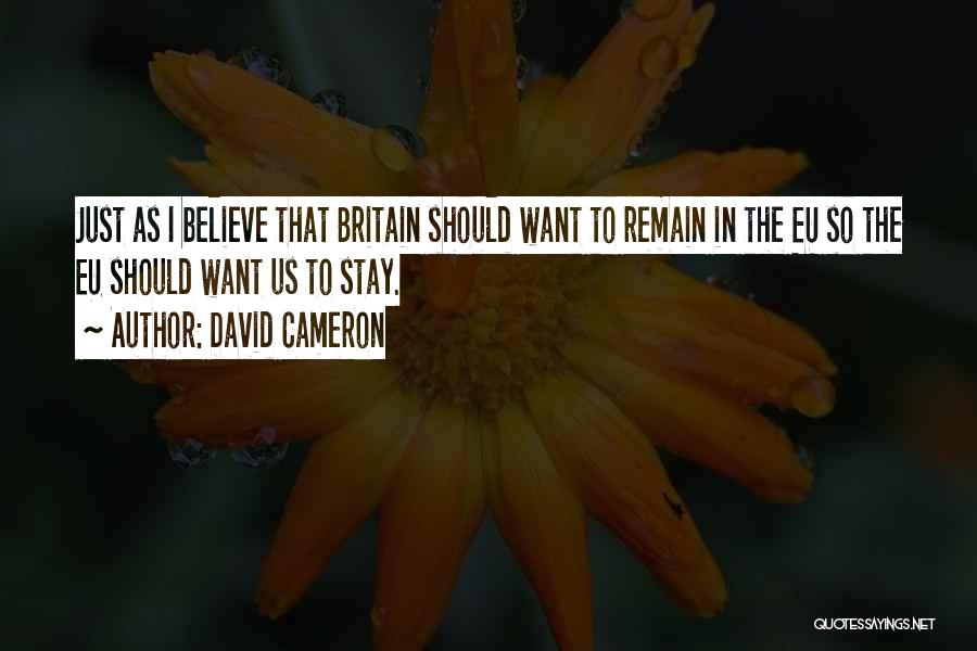 David Cameron Quotes: Just As I Believe That Britain Should Want To Remain In The Eu So The Eu Should Want Us To