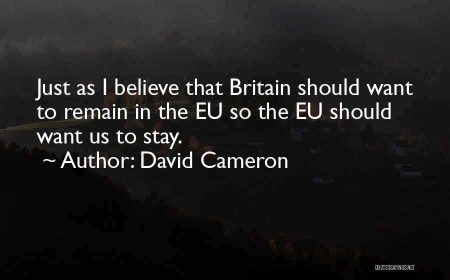 David Cameron Quotes: Just As I Believe That Britain Should Want To Remain In The Eu So The Eu Should Want Us To