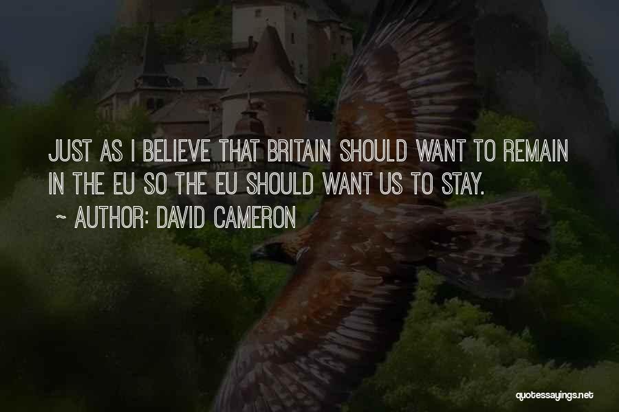 David Cameron Quotes: Just As I Believe That Britain Should Want To Remain In The Eu So The Eu Should Want Us To