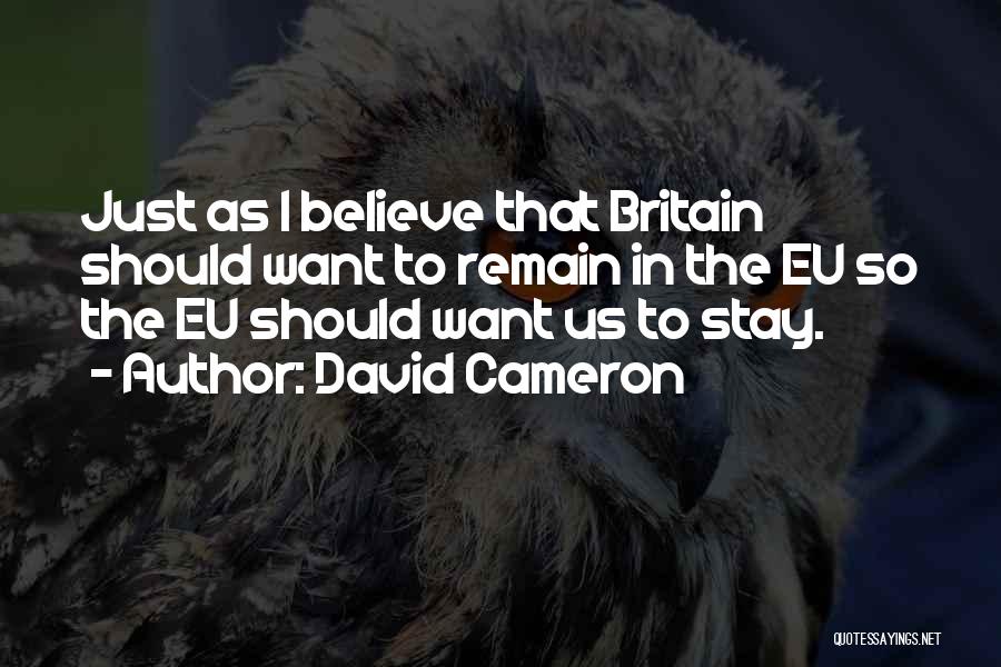 David Cameron Quotes: Just As I Believe That Britain Should Want To Remain In The Eu So The Eu Should Want Us To