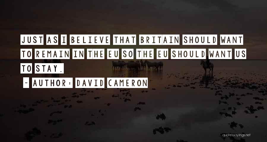 David Cameron Quotes: Just As I Believe That Britain Should Want To Remain In The Eu So The Eu Should Want Us To