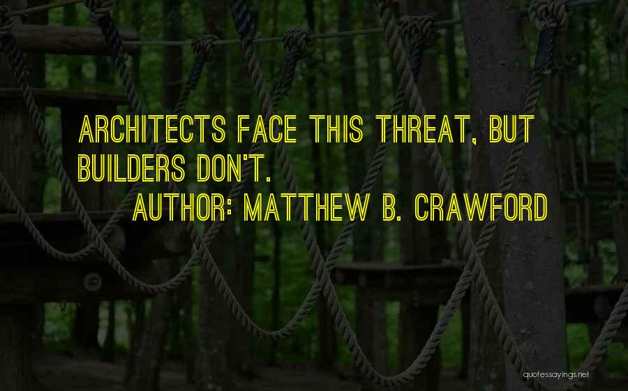 Matthew B. Crawford Quotes: Architects Face This Threat, But Builders Don't.