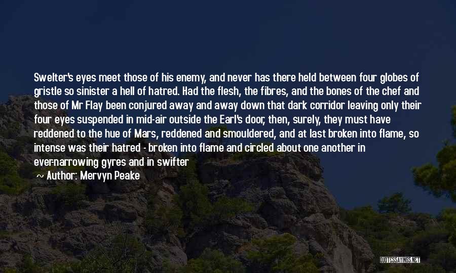 Mervyn Peake Quotes: Swelter's Eyes Meet Those Of His Enemy, And Never Has There Held Between Four Globes Of Gristle So Sinister A