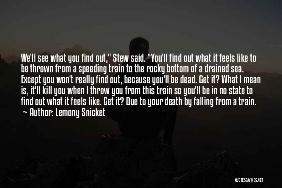 Lemony Snicket Quotes: We'll See What You Find Out, Stew Said. You'll Find Out What It Feels Like To Be Thrown From A