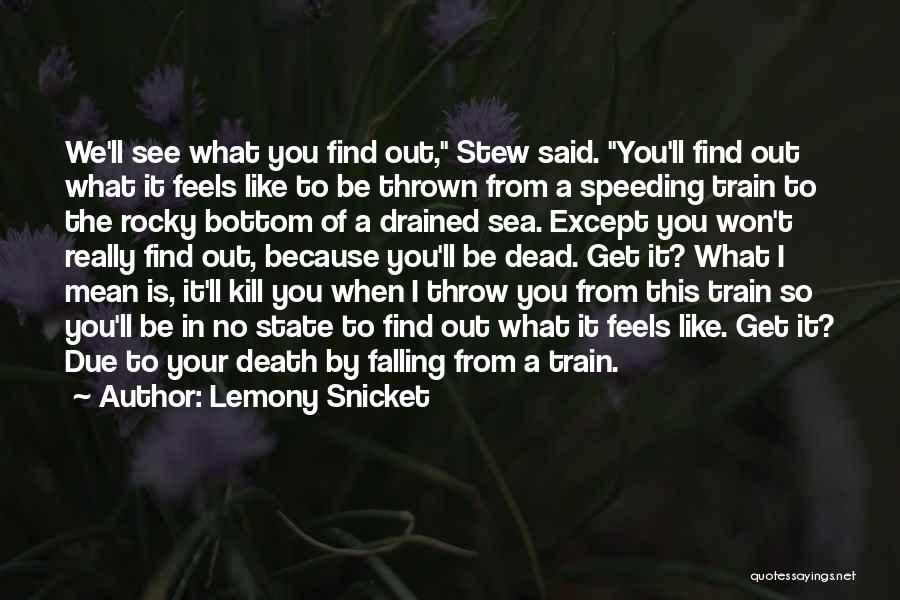 Lemony Snicket Quotes: We'll See What You Find Out, Stew Said. You'll Find Out What It Feels Like To Be Thrown From A