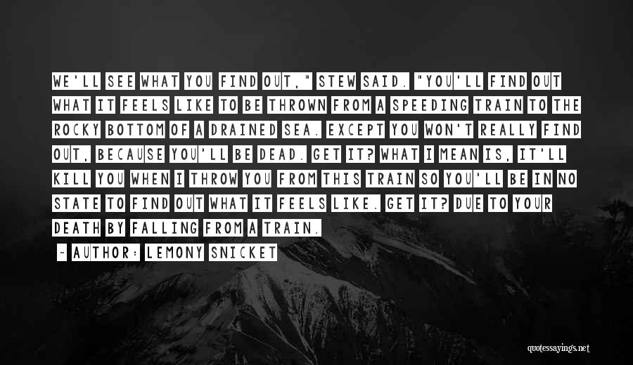 Lemony Snicket Quotes: We'll See What You Find Out, Stew Said. You'll Find Out What It Feels Like To Be Thrown From A