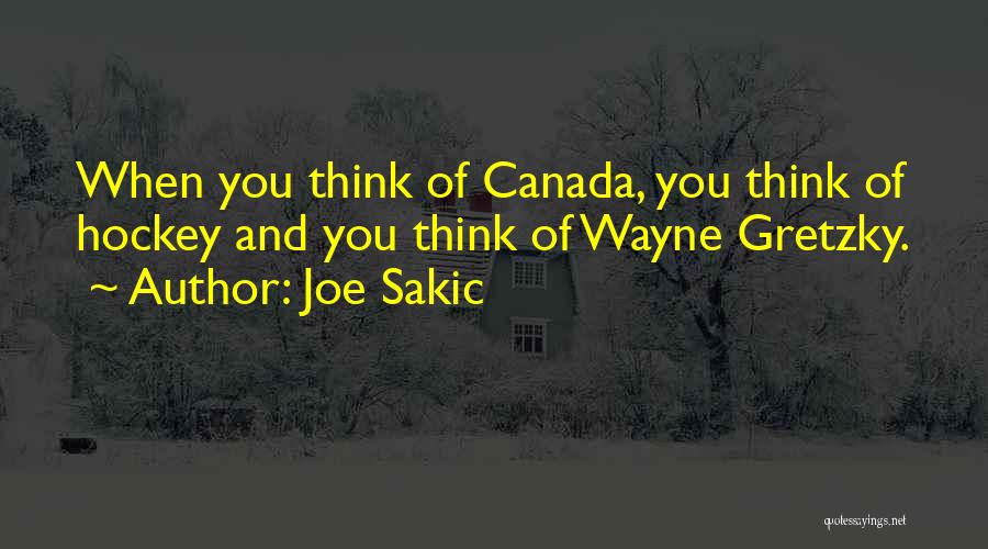 Joe Sakic Quotes: When You Think Of Canada, You Think Of Hockey And You Think Of Wayne Gretzky.