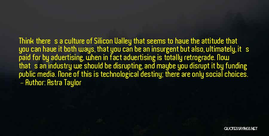 Astra Taylor Quotes: Think There's A Culture Of Silicon Valley That Seems To Have The Attitude That You Can Have It Both Ways,