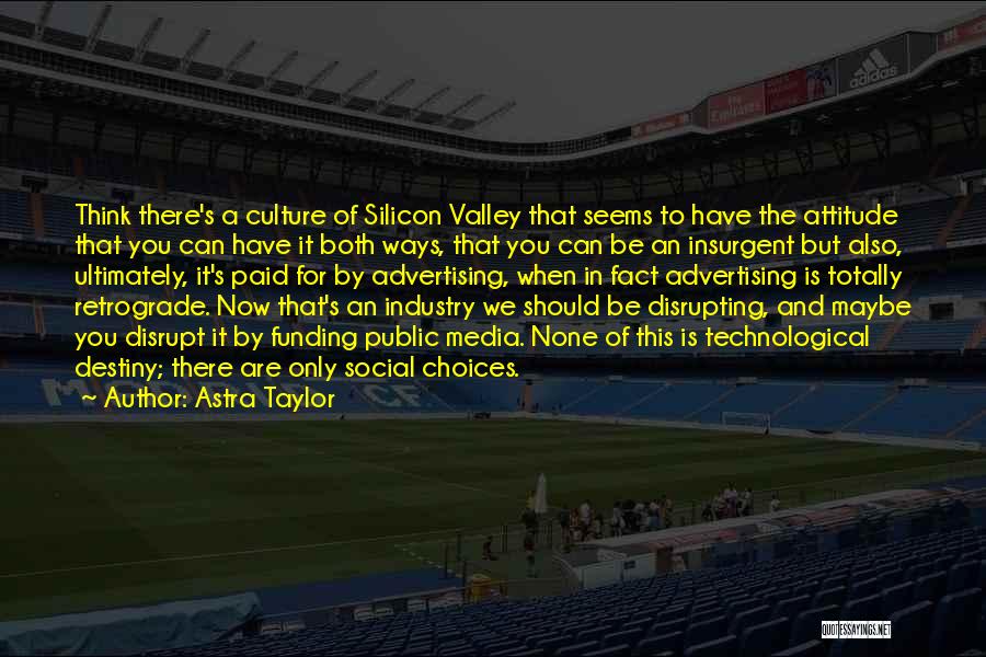 Astra Taylor Quotes: Think There's A Culture Of Silicon Valley That Seems To Have The Attitude That You Can Have It Both Ways,