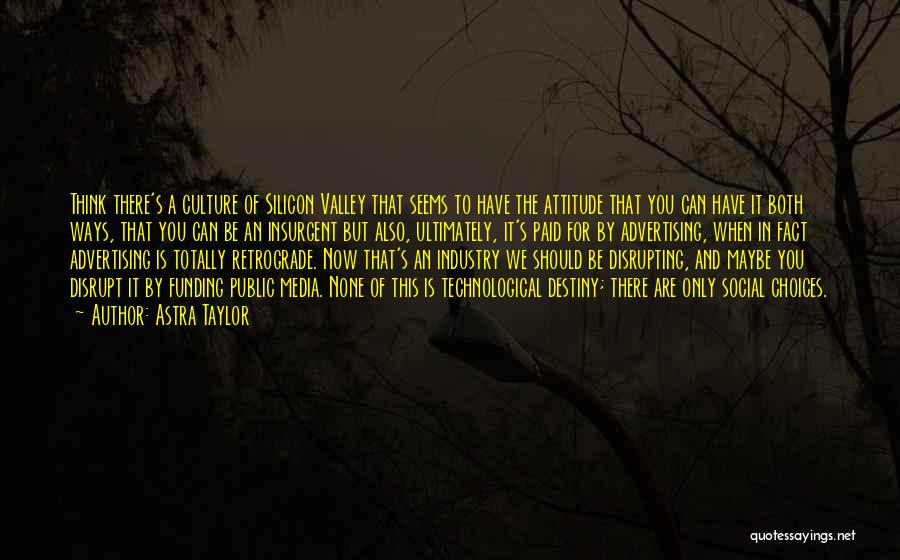 Astra Taylor Quotes: Think There's A Culture Of Silicon Valley That Seems To Have The Attitude That You Can Have It Both Ways,