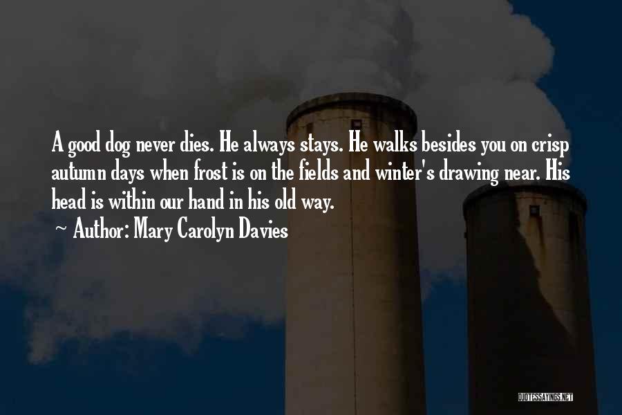 Mary Carolyn Davies Quotes: A Good Dog Never Dies. He Always Stays. He Walks Besides You On Crisp Autumn Days When Frost Is On