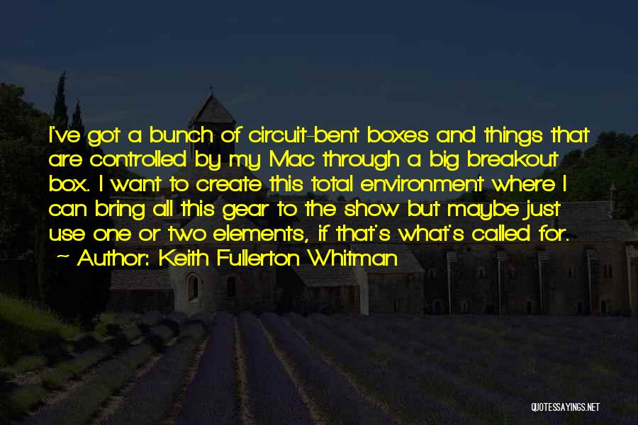 Keith Fullerton Whitman Quotes: I've Got A Bunch Of Circuit-bent Boxes And Things That Are Controlled By My Mac Through A Big Breakout Box.