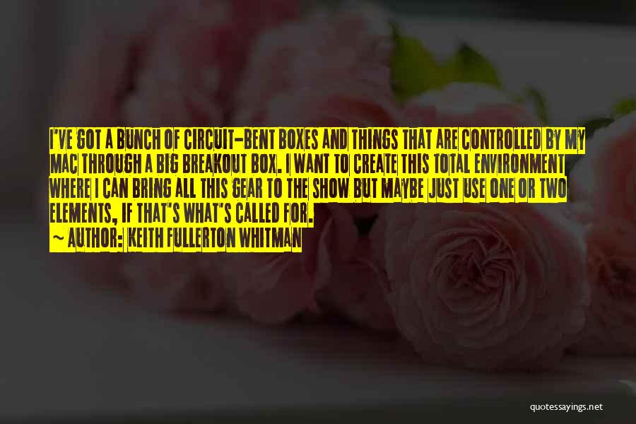 Keith Fullerton Whitman Quotes: I've Got A Bunch Of Circuit-bent Boxes And Things That Are Controlled By My Mac Through A Big Breakout Box.