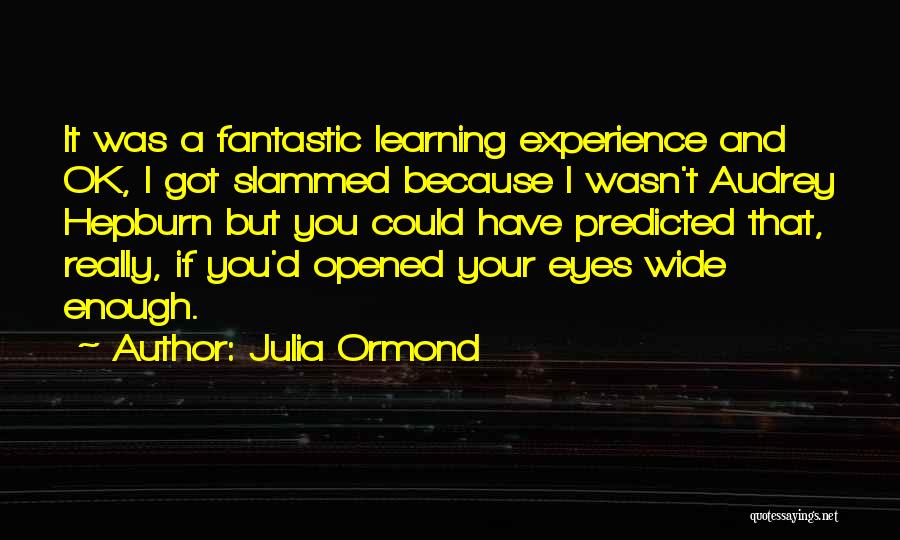 Julia Ormond Quotes: It Was A Fantastic Learning Experience And Ok, I Got Slammed Because I Wasn't Audrey Hepburn But You Could Have