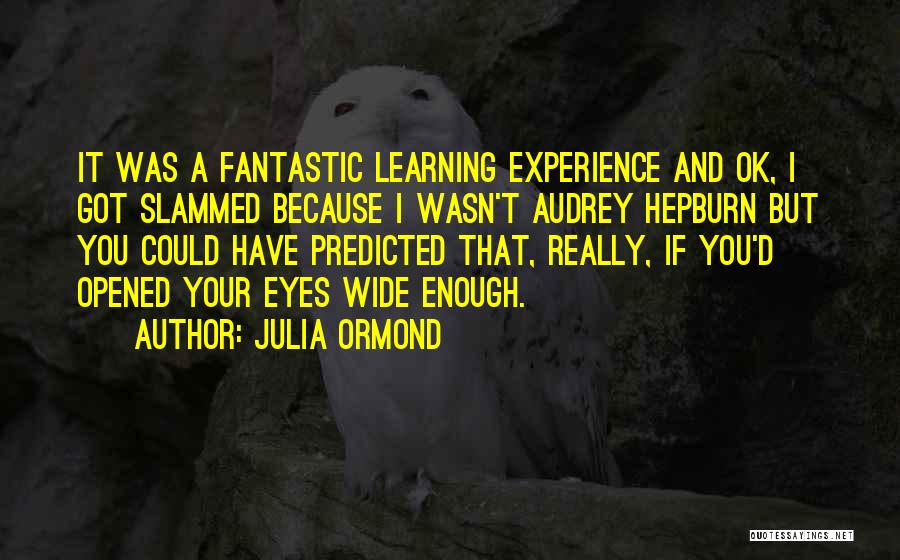 Julia Ormond Quotes: It Was A Fantastic Learning Experience And Ok, I Got Slammed Because I Wasn't Audrey Hepburn But You Could Have