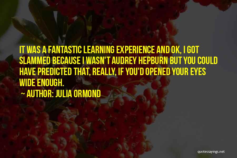 Julia Ormond Quotes: It Was A Fantastic Learning Experience And Ok, I Got Slammed Because I Wasn't Audrey Hepburn But You Could Have