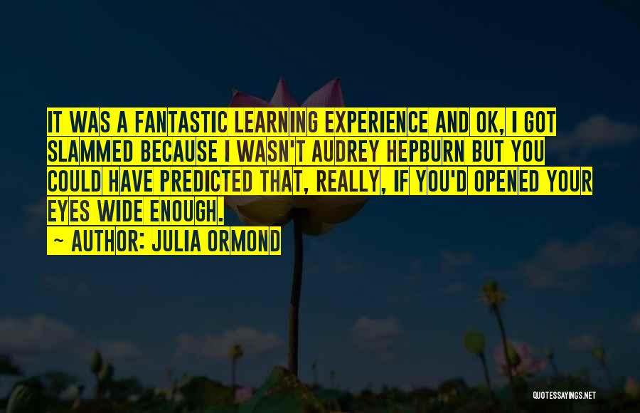 Julia Ormond Quotes: It Was A Fantastic Learning Experience And Ok, I Got Slammed Because I Wasn't Audrey Hepburn But You Could Have