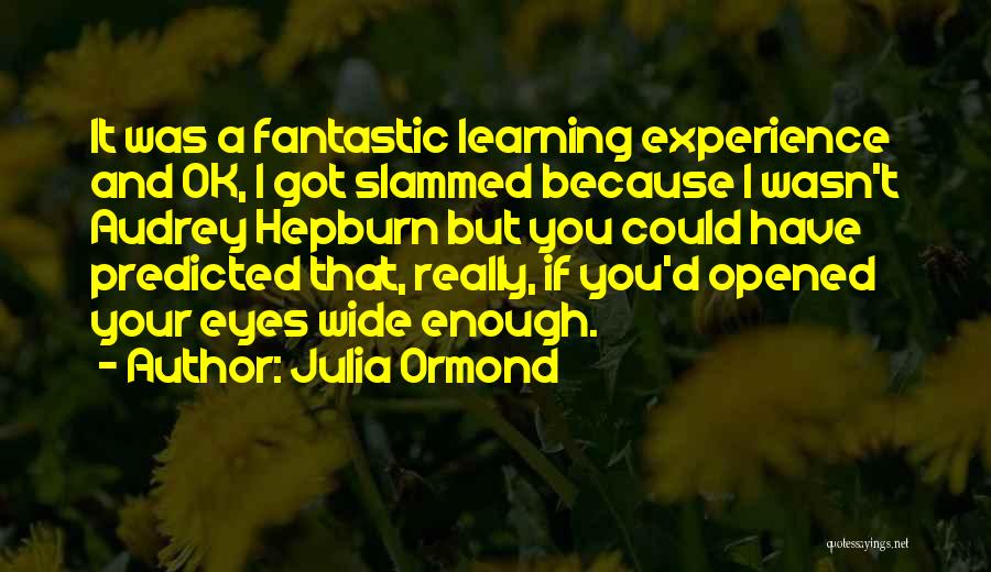 Julia Ormond Quotes: It Was A Fantastic Learning Experience And Ok, I Got Slammed Because I Wasn't Audrey Hepburn But You Could Have