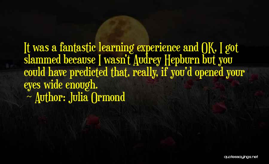 Julia Ormond Quotes: It Was A Fantastic Learning Experience And Ok, I Got Slammed Because I Wasn't Audrey Hepburn But You Could Have