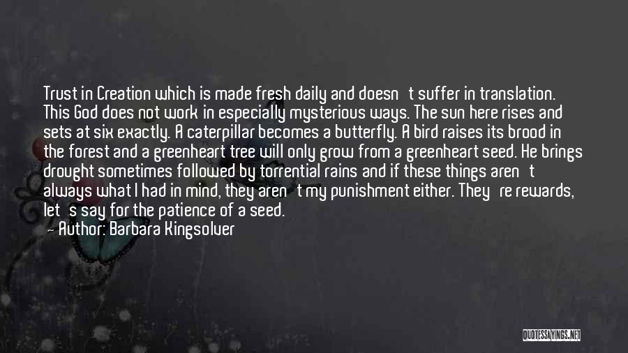 Barbara Kingsolver Quotes: Trust In Creation Which Is Made Fresh Daily And Doesn't Suffer In Translation. This God Does Not Work In Especially