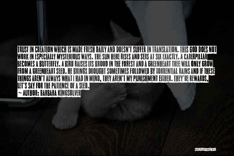 Barbara Kingsolver Quotes: Trust In Creation Which Is Made Fresh Daily And Doesn't Suffer In Translation. This God Does Not Work In Especially