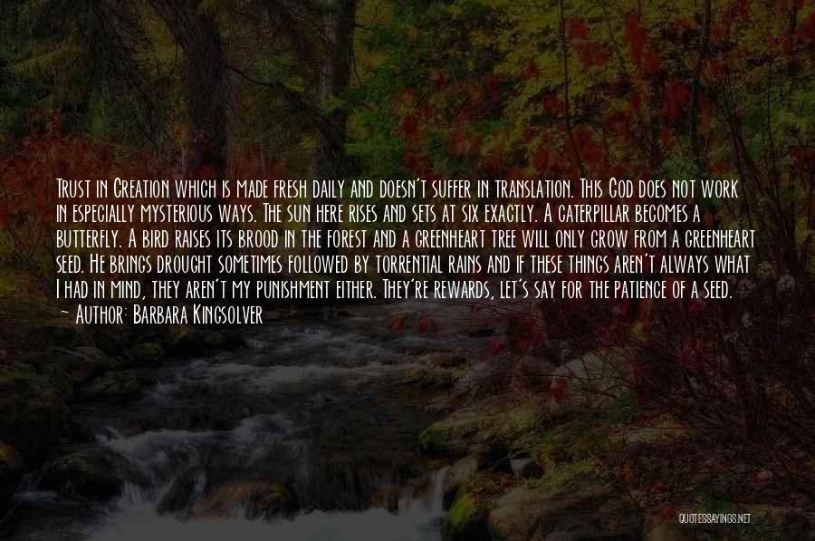 Barbara Kingsolver Quotes: Trust In Creation Which Is Made Fresh Daily And Doesn't Suffer In Translation. This God Does Not Work In Especially