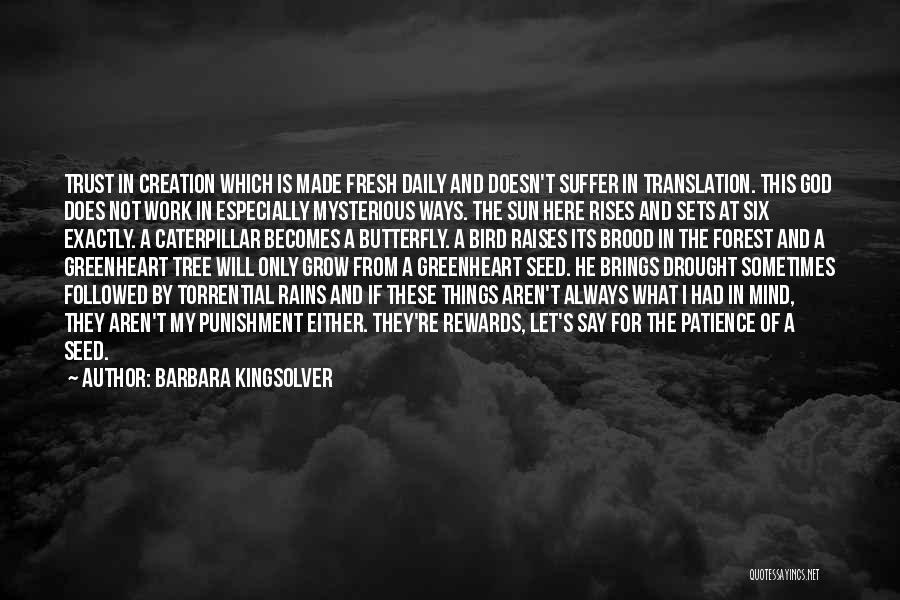 Barbara Kingsolver Quotes: Trust In Creation Which Is Made Fresh Daily And Doesn't Suffer In Translation. This God Does Not Work In Especially