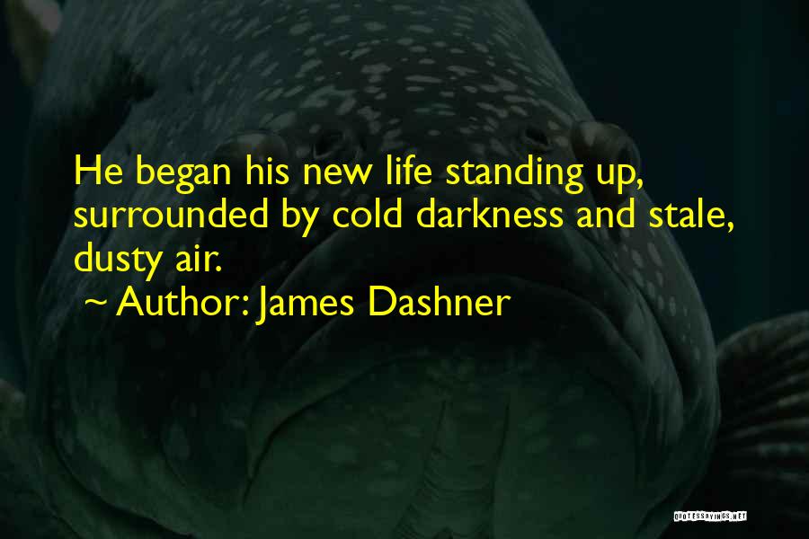 James Dashner Quotes: He Began His New Life Standing Up, Surrounded By Cold Darkness And Stale, Dusty Air.