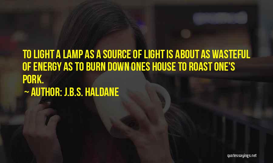 J.B.S. Haldane Quotes: To Light A Lamp As A Source Of Light Is About As Wasteful Of Energy As To Burn Down Ones