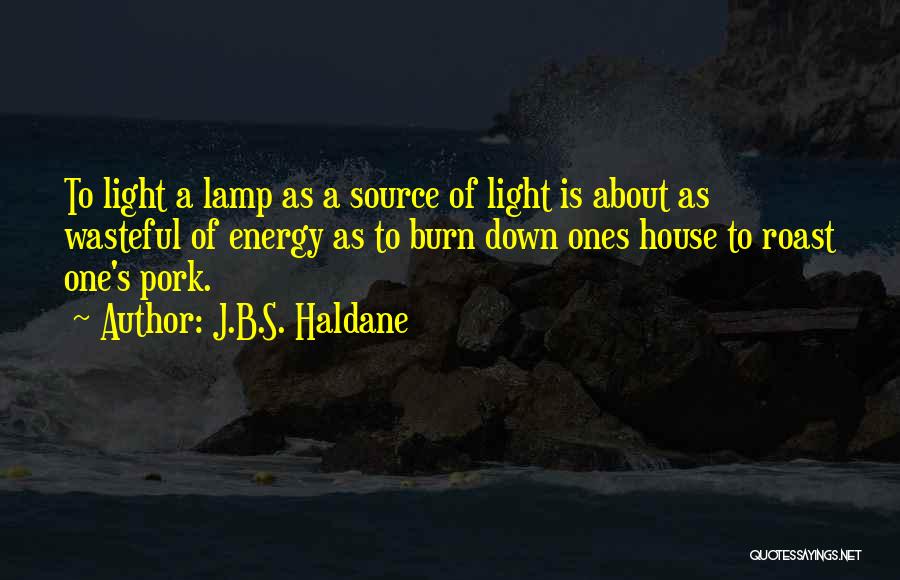 J.B.S. Haldane Quotes: To Light A Lamp As A Source Of Light Is About As Wasteful Of Energy As To Burn Down Ones