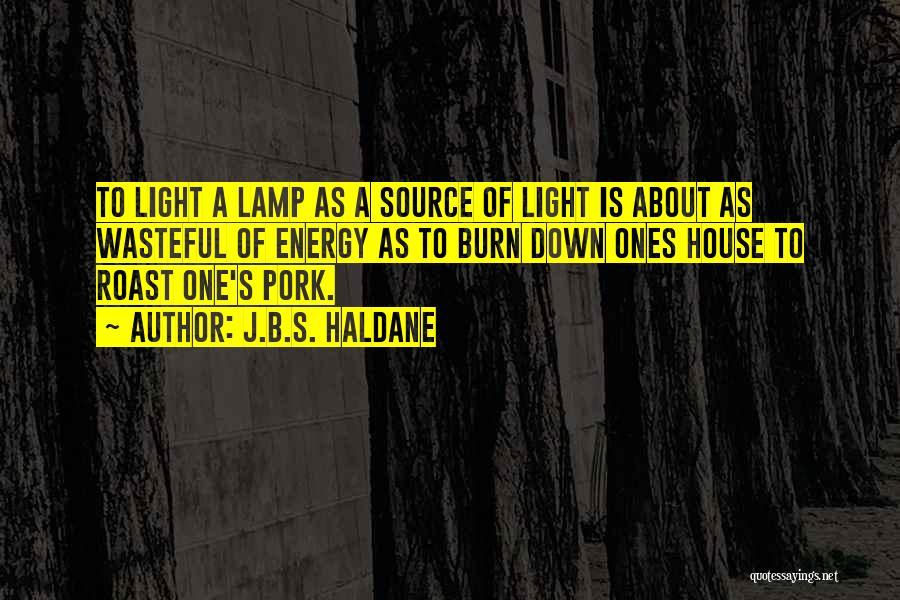 J.B.S. Haldane Quotes: To Light A Lamp As A Source Of Light Is About As Wasteful Of Energy As To Burn Down Ones