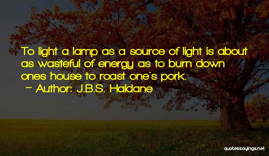 J.B.S. Haldane Quotes: To Light A Lamp As A Source Of Light Is About As Wasteful Of Energy As To Burn Down Ones