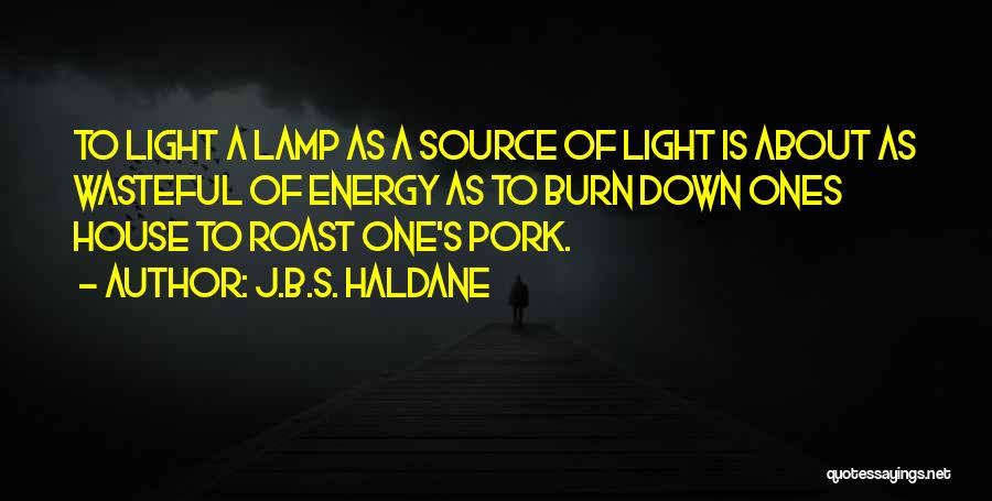 J.B.S. Haldane Quotes: To Light A Lamp As A Source Of Light Is About As Wasteful Of Energy As To Burn Down Ones