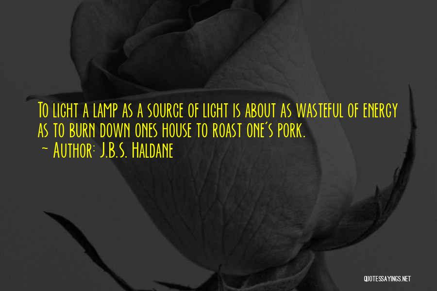 J.B.S. Haldane Quotes: To Light A Lamp As A Source Of Light Is About As Wasteful Of Energy As To Burn Down Ones