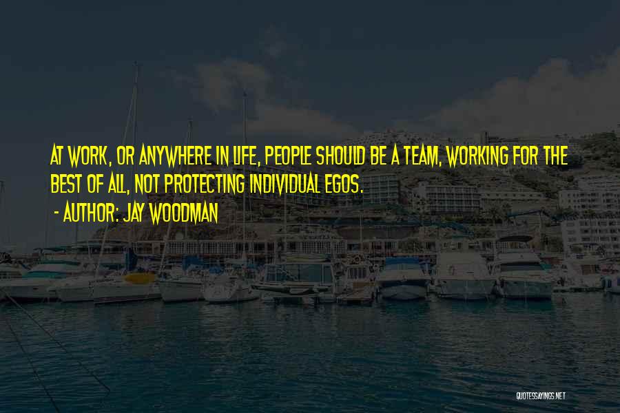 Jay Woodman Quotes: At Work, Or Anywhere In Life, People Should Be A Team, Working For The Best Of All, Not Protecting Individual