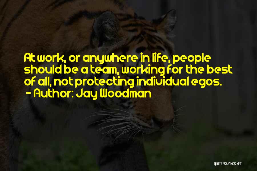 Jay Woodman Quotes: At Work, Or Anywhere In Life, People Should Be A Team, Working For The Best Of All, Not Protecting Individual