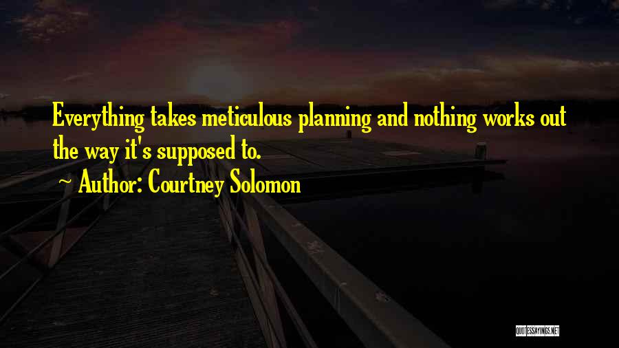 Courtney Solomon Quotes: Everything Takes Meticulous Planning And Nothing Works Out The Way It's Supposed To.
