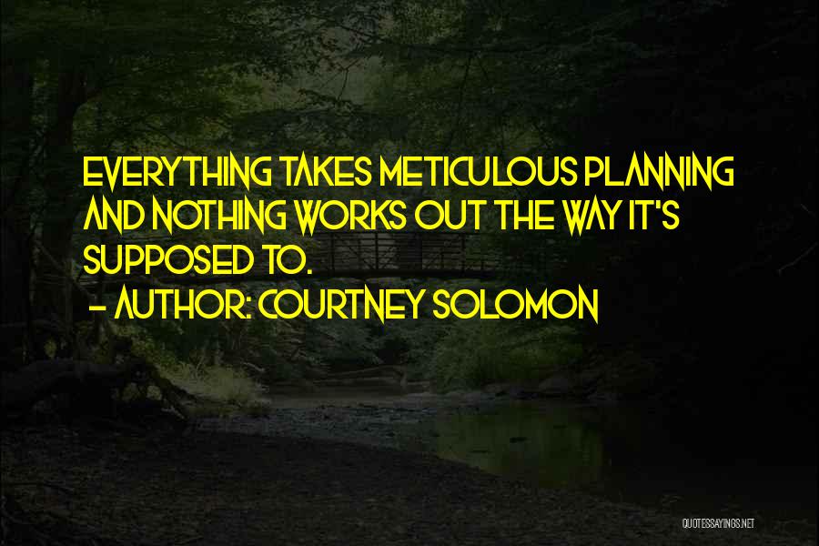 Courtney Solomon Quotes: Everything Takes Meticulous Planning And Nothing Works Out The Way It's Supposed To.