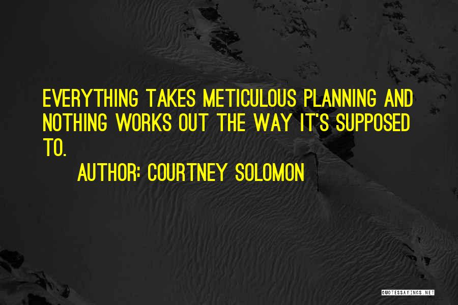 Courtney Solomon Quotes: Everything Takes Meticulous Planning And Nothing Works Out The Way It's Supposed To.