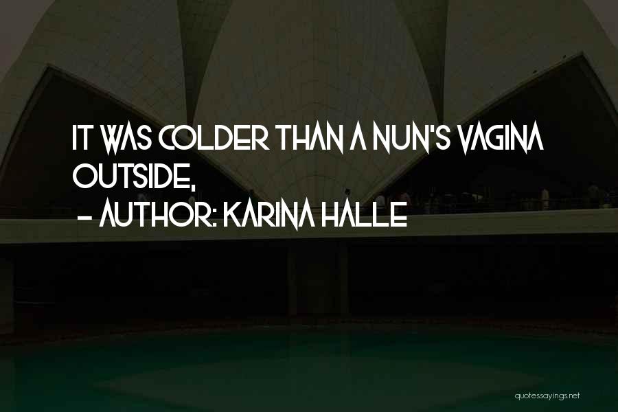 Karina Halle Quotes: It Was Colder Than A Nun's Vagina Outside,