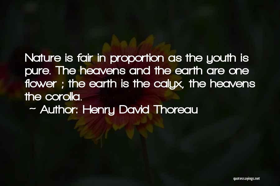 Henry David Thoreau Quotes: Nature Is Fair In Proportion As The Youth Is Pure. The Heavens And The Earth Are One Flower ; The
