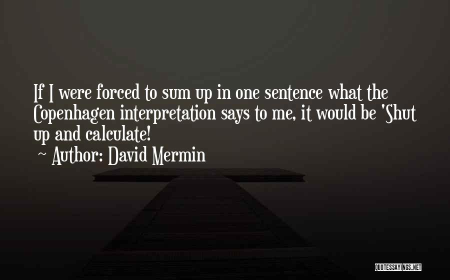 David Mermin Quotes: If I Were Forced To Sum Up In One Sentence What The Copenhagen Interpretation Says To Me, It Would Be