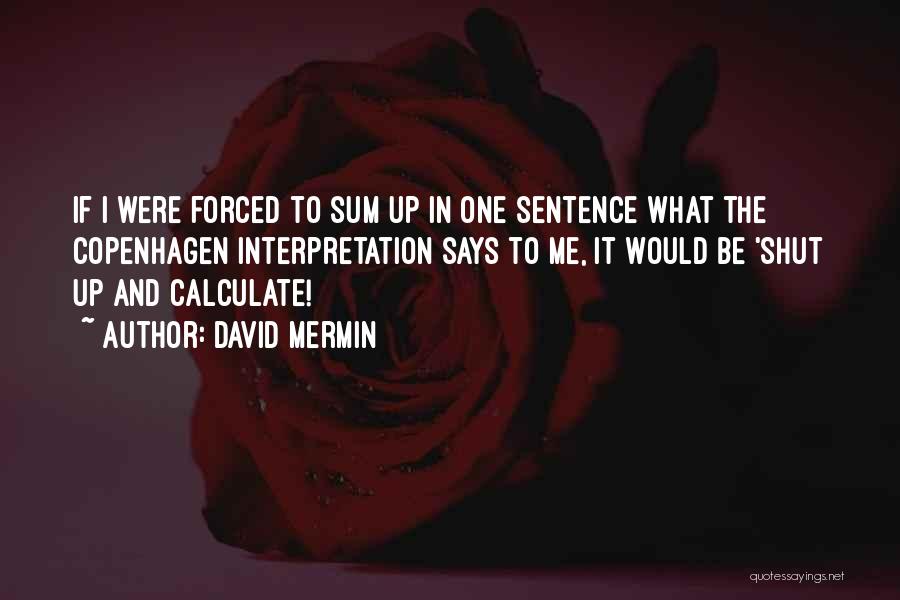 David Mermin Quotes: If I Were Forced To Sum Up In One Sentence What The Copenhagen Interpretation Says To Me, It Would Be