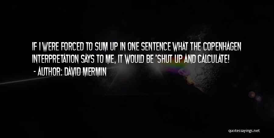 David Mermin Quotes: If I Were Forced To Sum Up In One Sentence What The Copenhagen Interpretation Says To Me, It Would Be